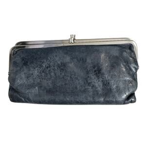 Hobo International Lauren Double-Frame Clutch Wallet Black Lather Minimal Boho